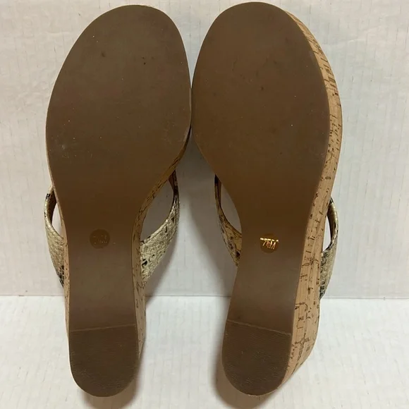 Tory Burch Suzy Sandals Snakeskin Cork Platform Wedge Leather - Size 7.5 - Picture 8 of 11